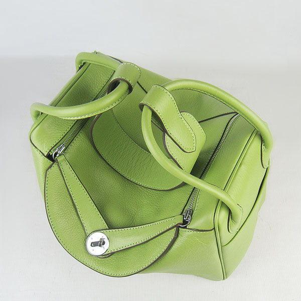 Hermes Lindy 34cm handbag 6208 green Silver