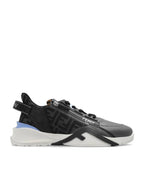 Fendi Flow FF Jacquard Leather Running Low Top Sneakers Grey