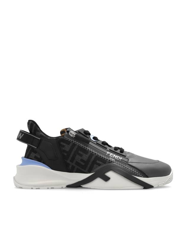 Fendi Flow FF Jacquard Leather Running Low Top Sneakers Grey