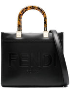 Fendi Sunshine Small Leather Tote Bag Black