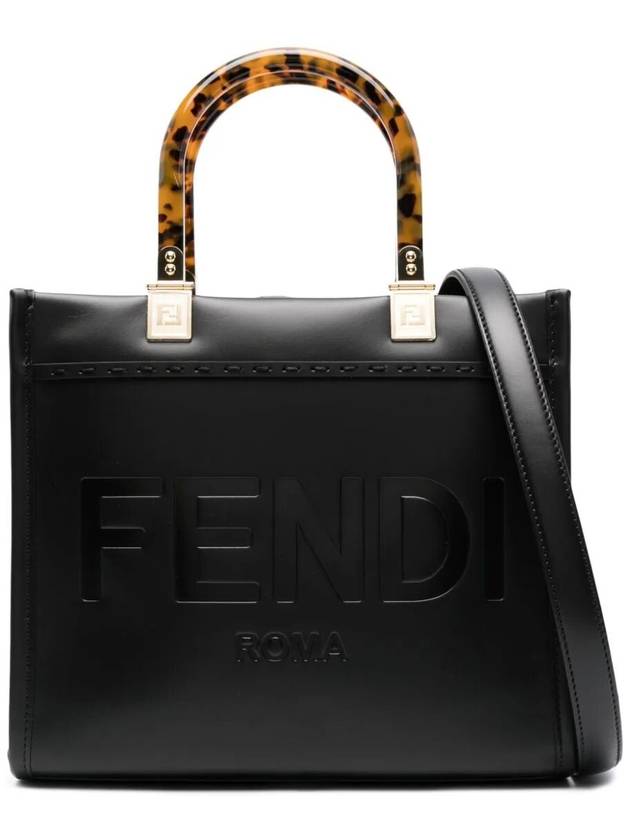 Fendi Sunshine Small Leather Tote Bag Black