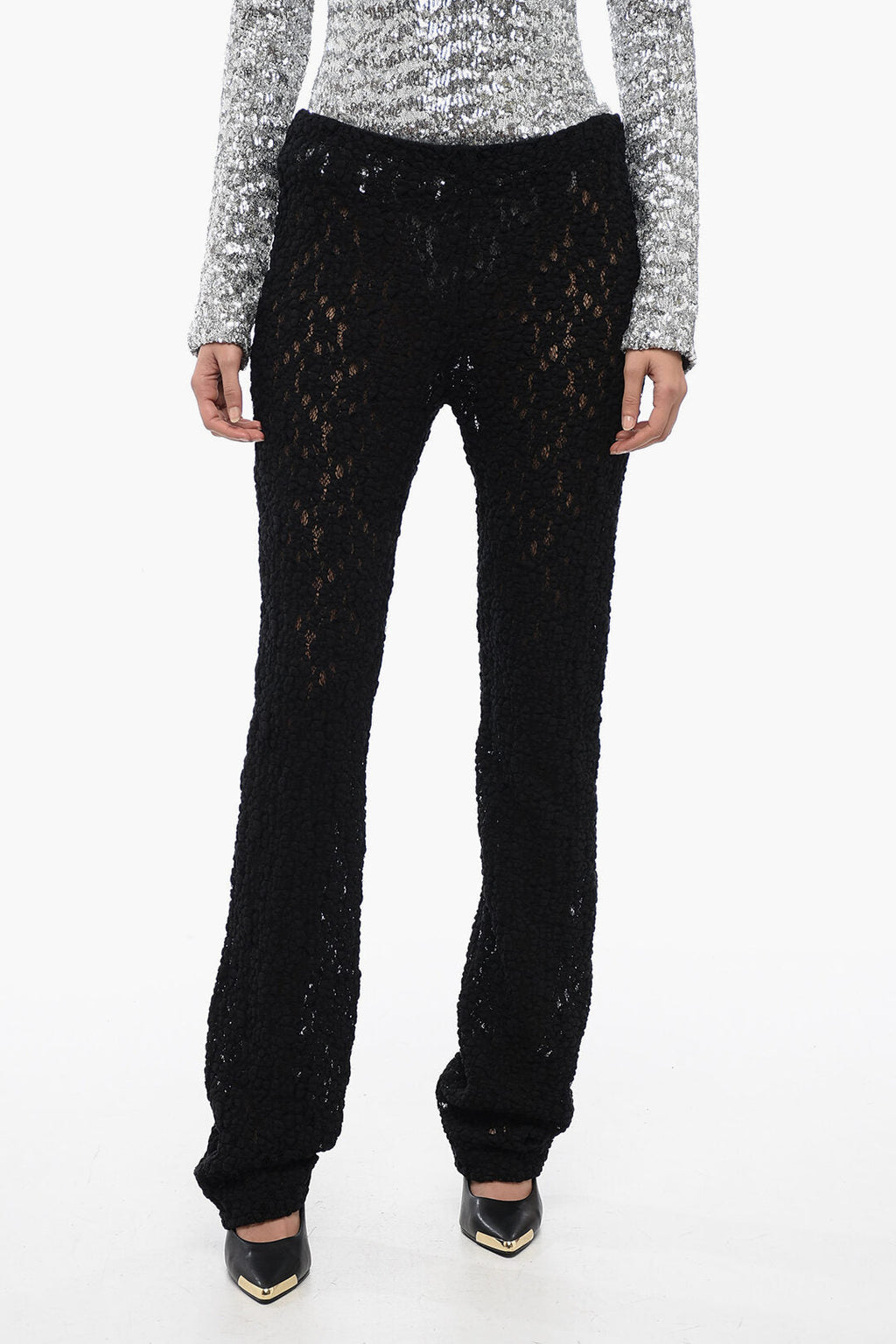 Chloe Embroidered Pants with Flared Leg