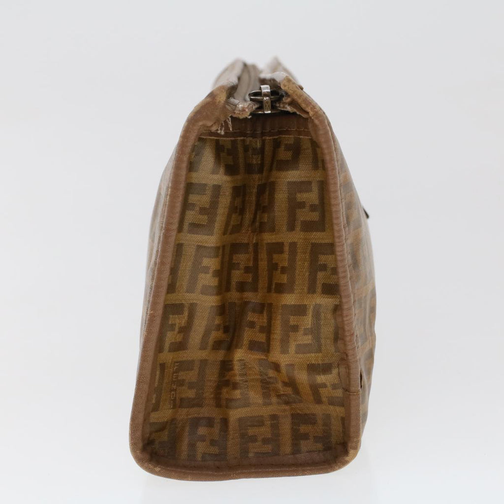 FENDI Zucchino Canvas Clutch Bag Brown Auth ep1106