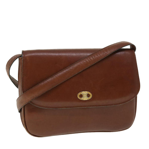 CELINE Shoulder Bag Leather Brown  ep1383