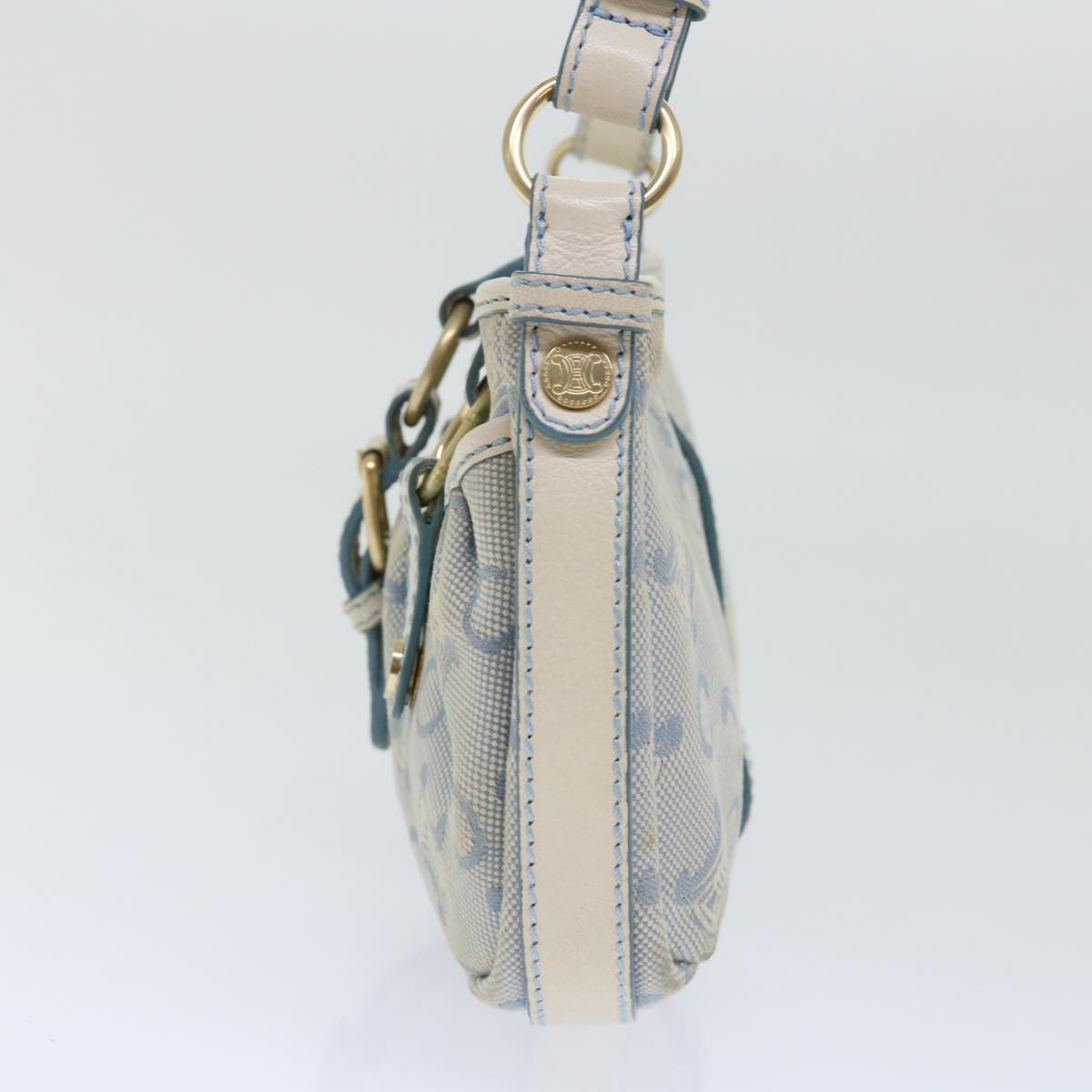 CELINE C Macadam Canvas Shoulder Bag Light Blue  ep1409
