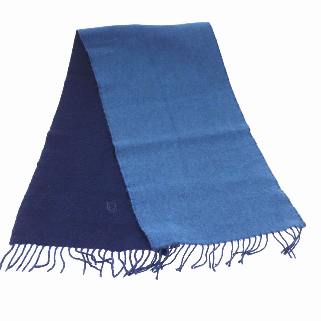 CHRISTIAN DIOR Scarf Cashmere Wool Navy Auth ep1578