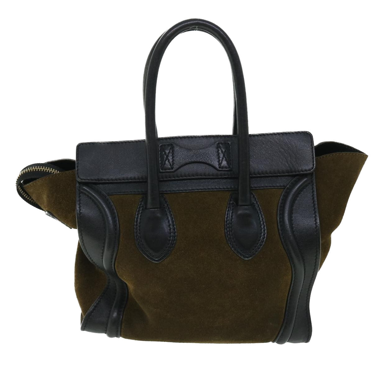 CELINE Luggage Mini Hand Bag Suede Leather Khaki  ep1582