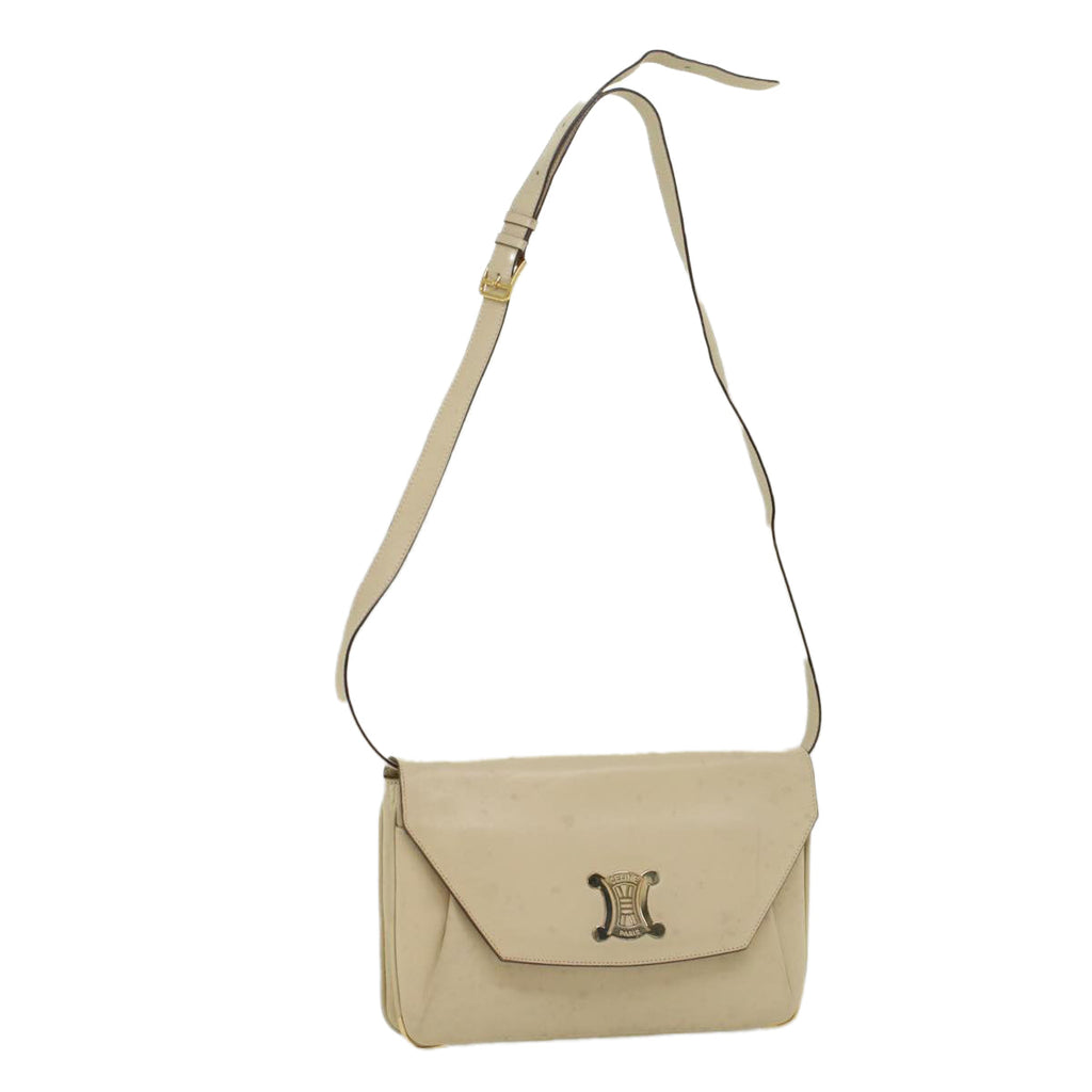 CELINE Shoulder Bag Leather Beige  ep1657