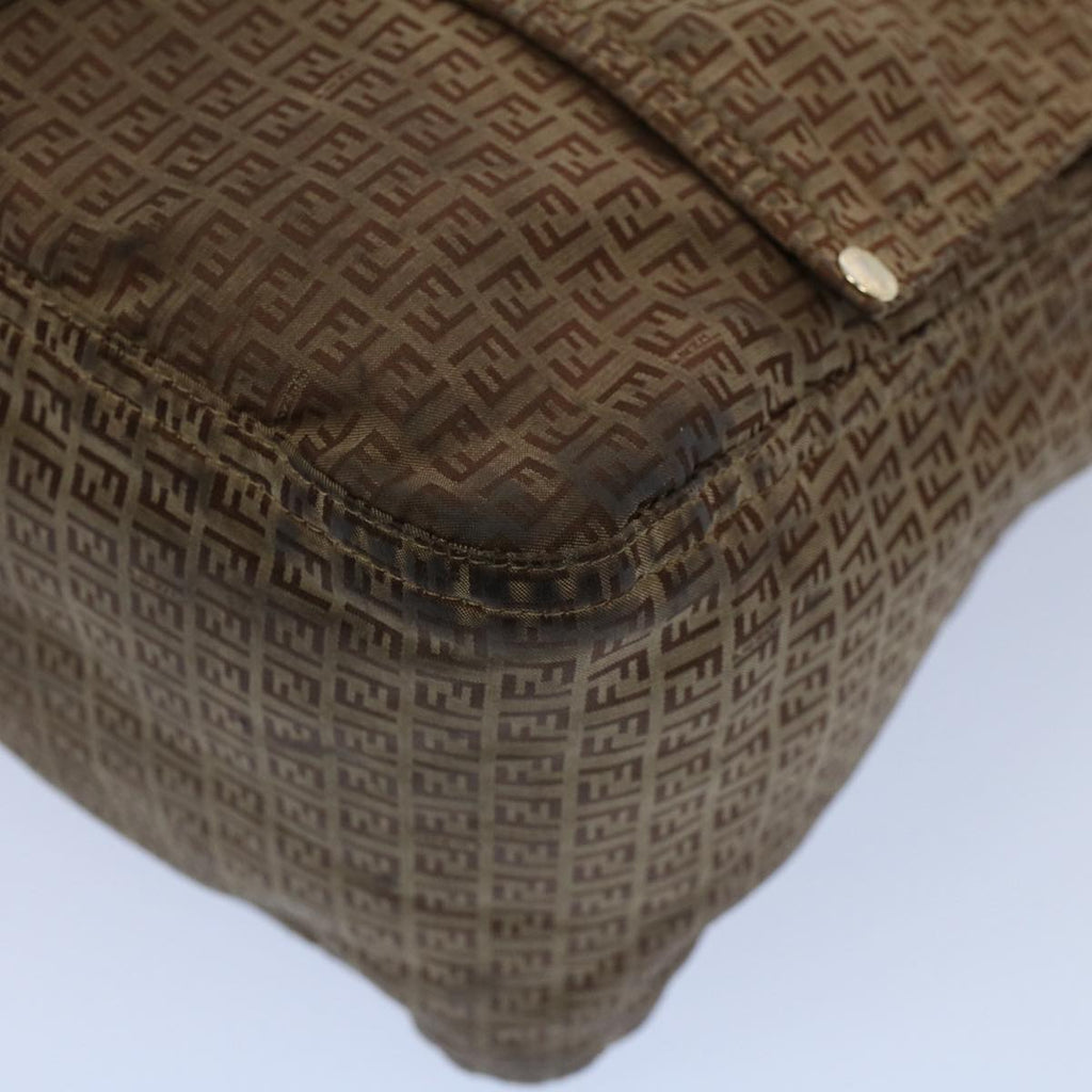FENDI Zucchino Canvas Shoulder Bag Brownep1788