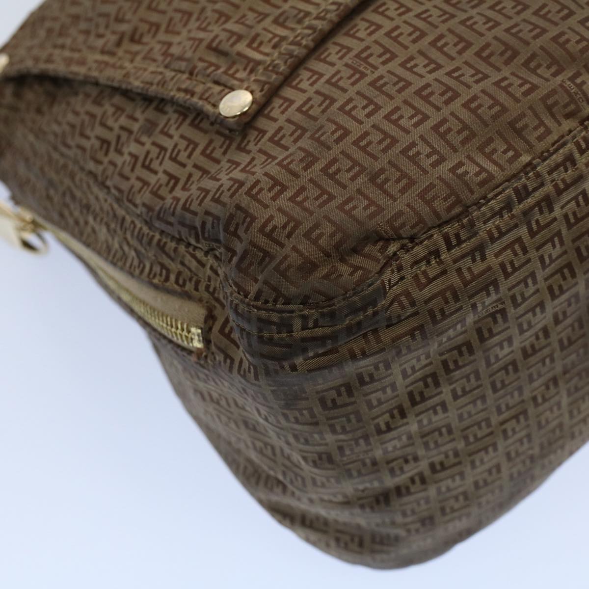 FENDI Zucchino Canvas Shoulder Bag Brownep1788