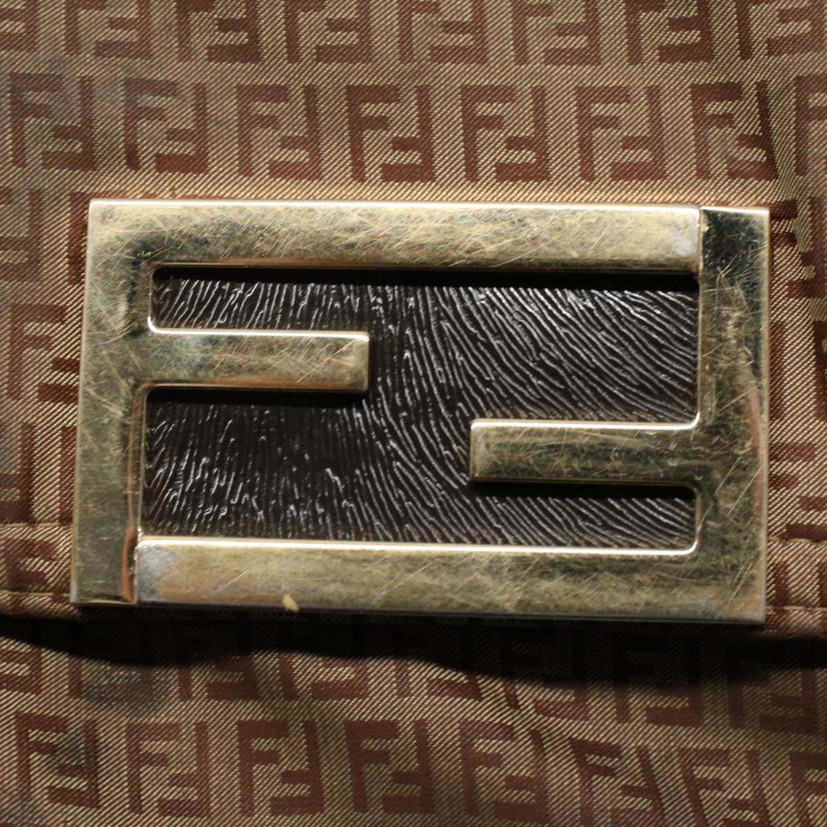 FENDI Zucchino Canvas Shoulder Bag Brownep1788