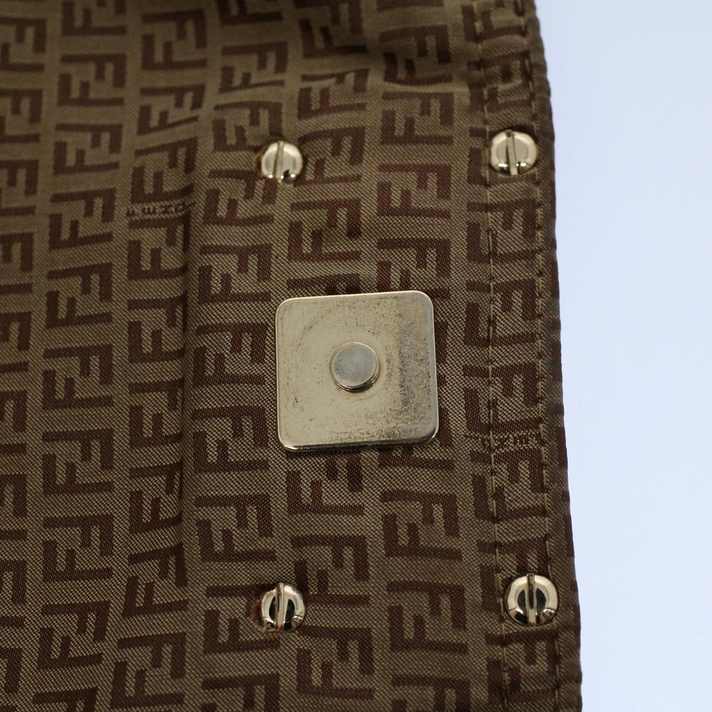 FENDI Zucchino Canvas Shoulder Bag Brownep1788
