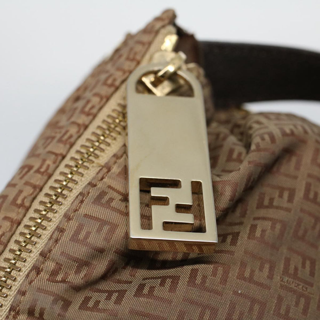 FENDI Zucchino Canvas Shoulder Bag Brownep1788