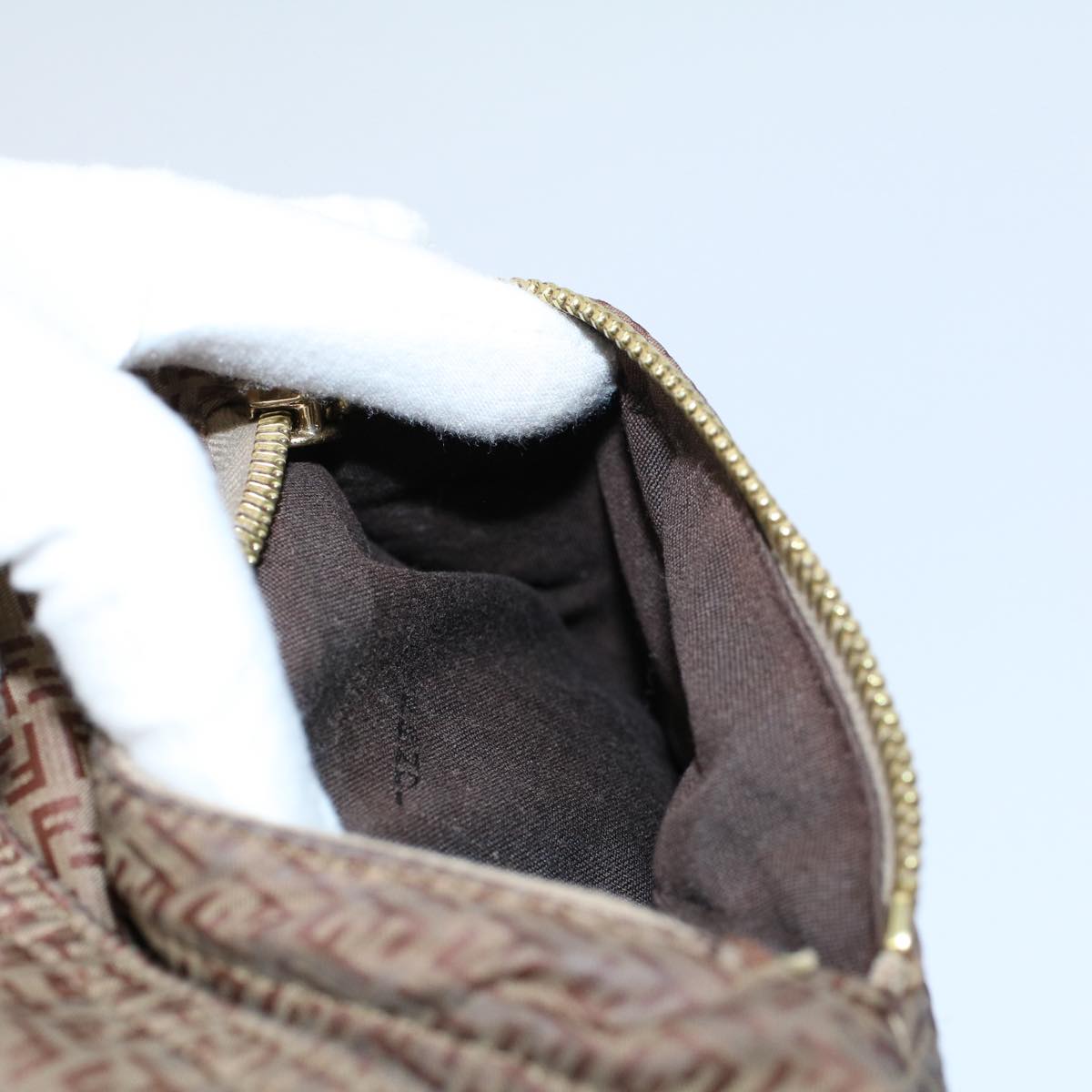 FENDI Zucchino Canvas Shoulder Bag Brownep1788