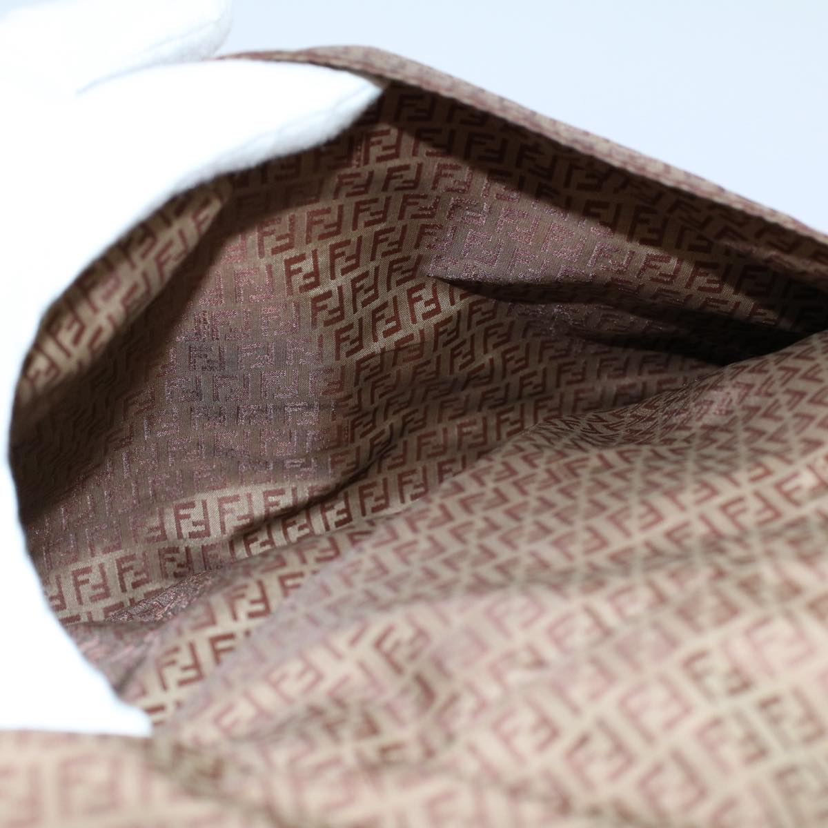 FENDI Zucchino Canvas Shoulder Bag Brownep1788