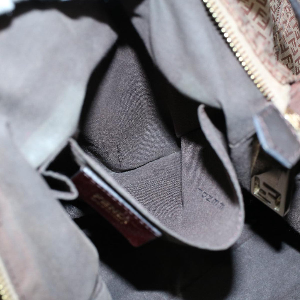 FENDI Zucchino Canvas Shoulder Bag Brownep1788