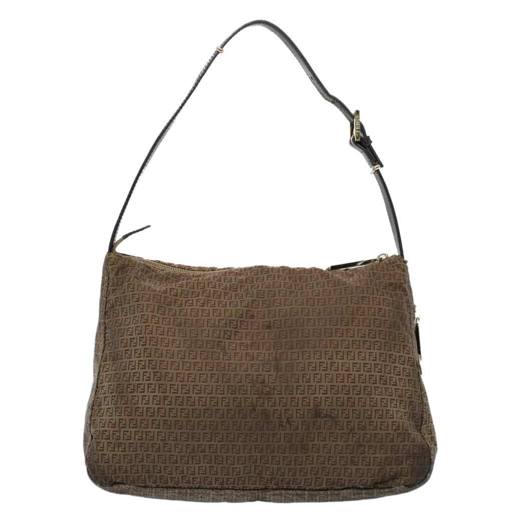 FENDI Zucchino Canvas Shoulder Bag Brownep1788