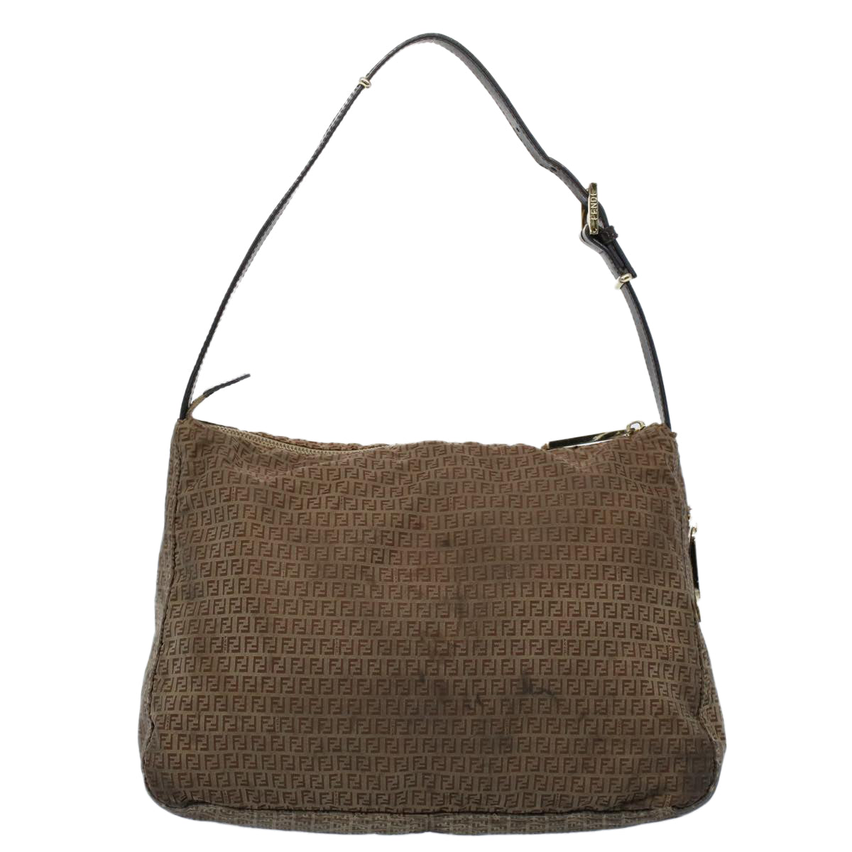 FENDI Zucchino Canvas Shoulder Bag Brownep1788