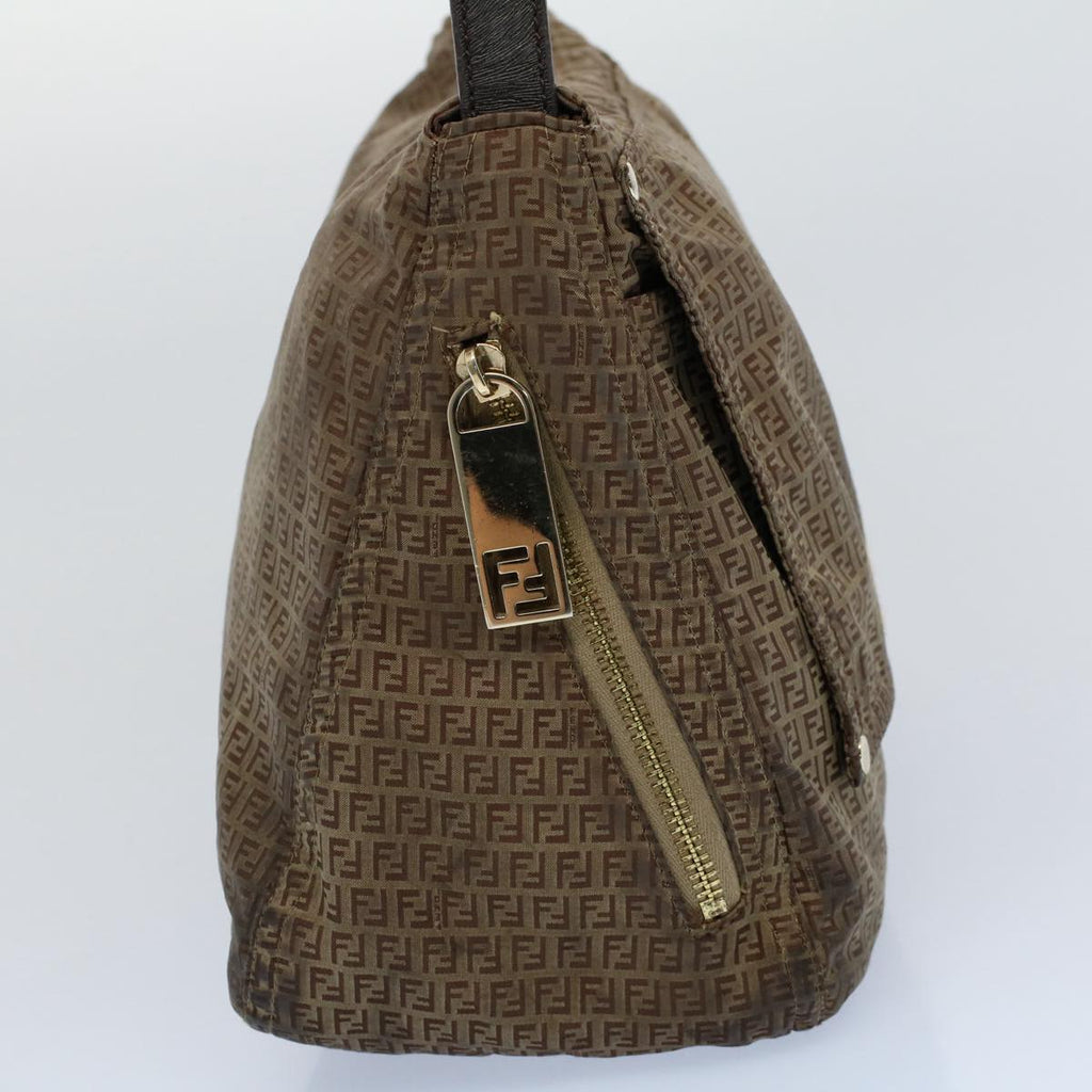 FENDI Zucchino Canvas Shoulder Bag Brownep1788