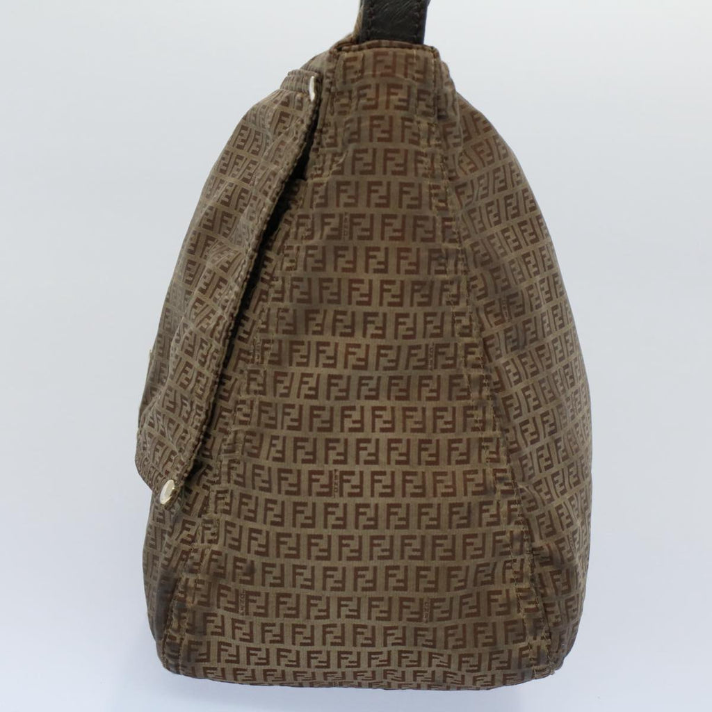 FENDI Zucchino Canvas Shoulder Bag Brownep1788