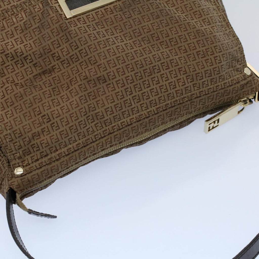 FENDI Zucchino Canvas Shoulder Bag Brownep1788