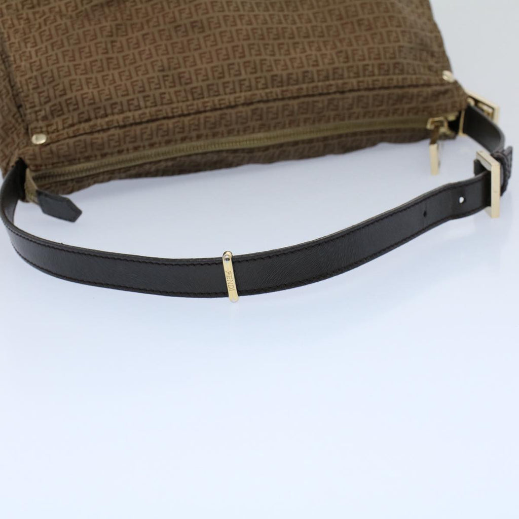 FENDI Zucchino Canvas Shoulder Bag Brownep1788