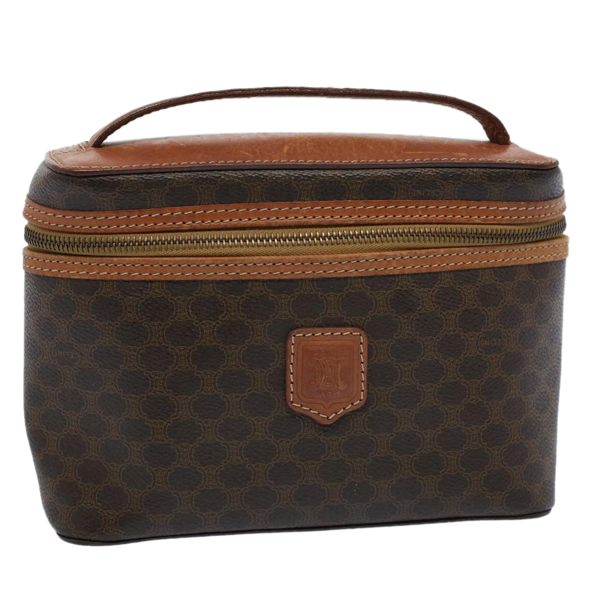 CELINE Macadam Canvas Hand Bag PVC Leather Brown  ep1829