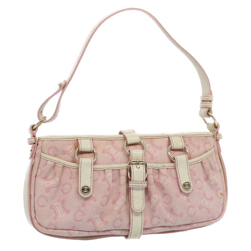 CELINE C Macadam Canvas Shoulder Bag Leather Pink  ep1844