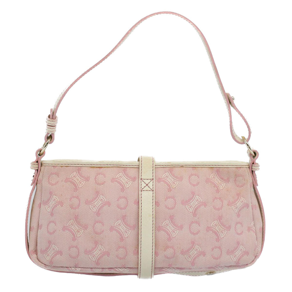 CELINE C Macadam Canvas Shoulder Bag Leather Pink  ep1844