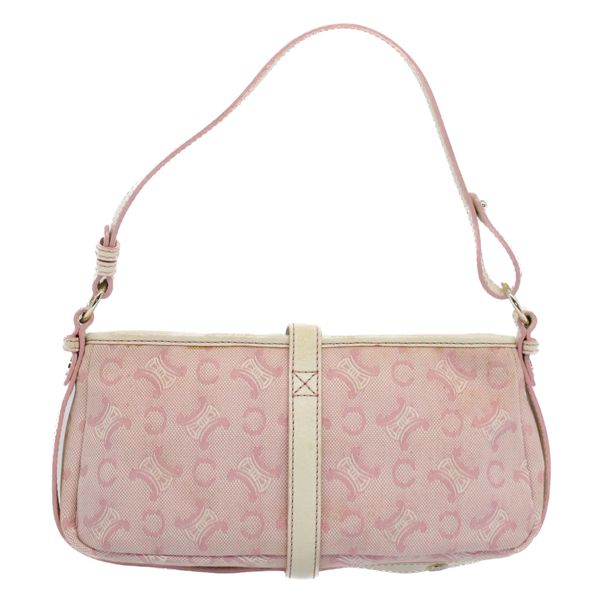 CELINE C Macadam Canvas Shoulder Bag Leather Pink  ep1844