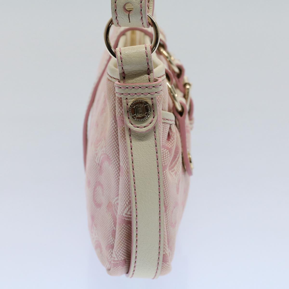 CELINE C Macadam Canvas Shoulder Bag Leather Pink  ep1844