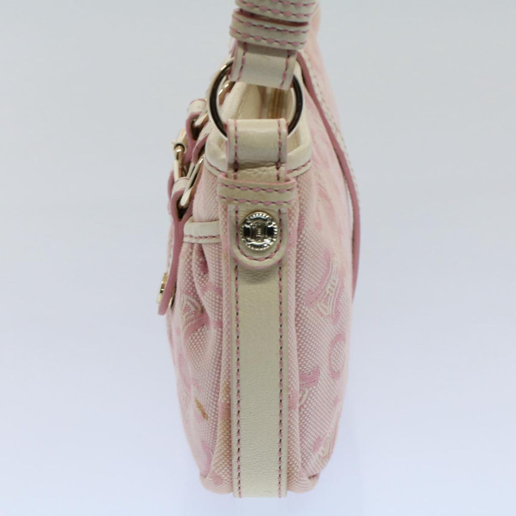 CELINE C Macadam Canvas Shoulder Bag Leather Pink  ep1844