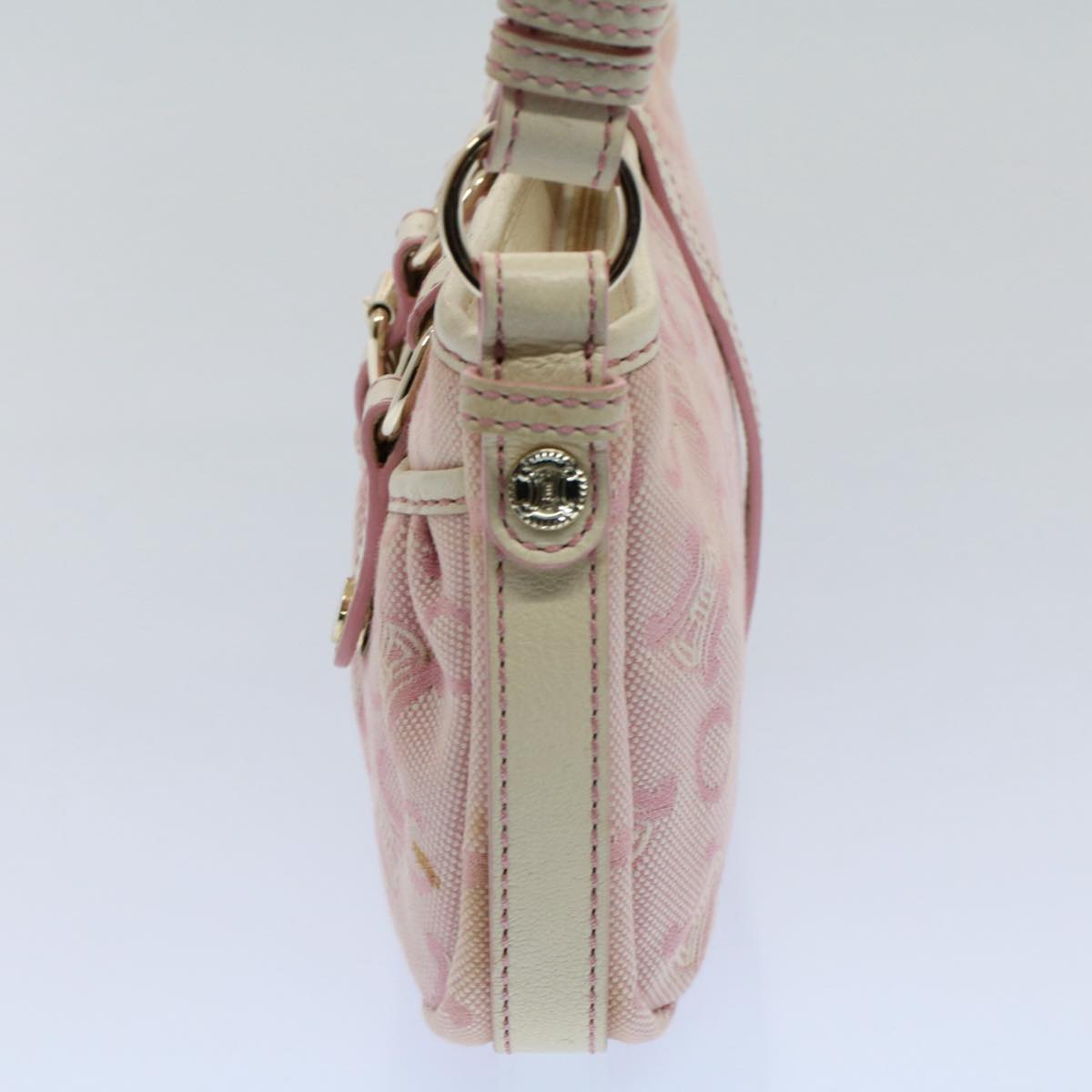CELINE C Macadam Canvas Shoulder Bag Leather Pink  ep1844