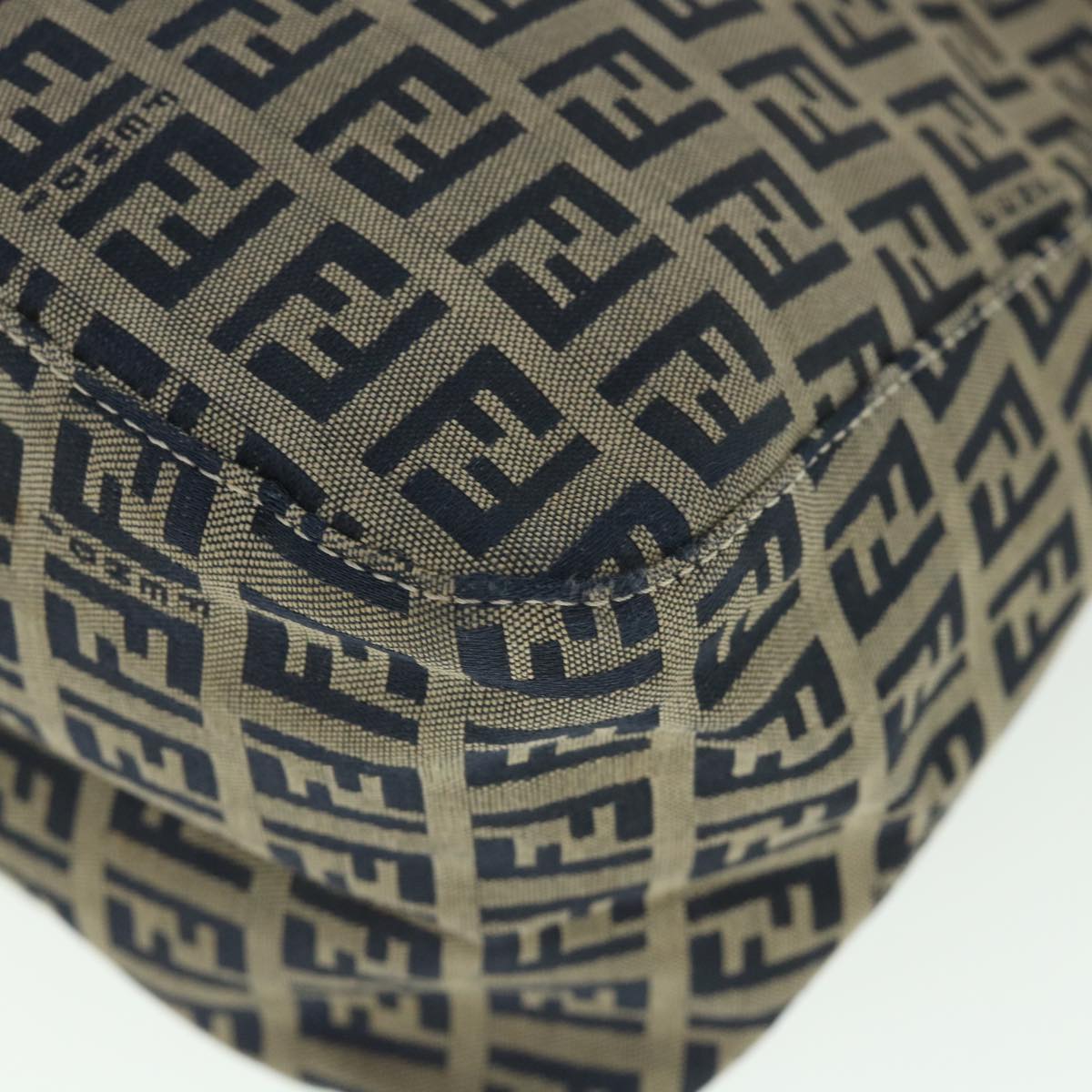 FENDI Zucchino Canvas Mamma Baguette Bag Navy 2305 26325 018ep1886