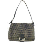 FENDI Zucchino Canvas Mamma Baguette Bag Navy 2305 26325 018ep1886