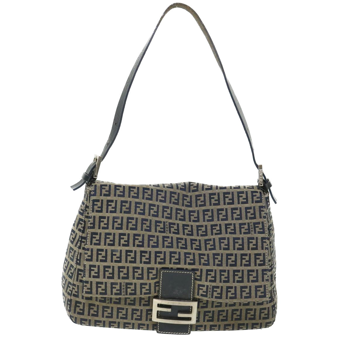 FENDI Zucchino Canvas Mamma Baguette Bag Navy 2305 26325 018ep1886