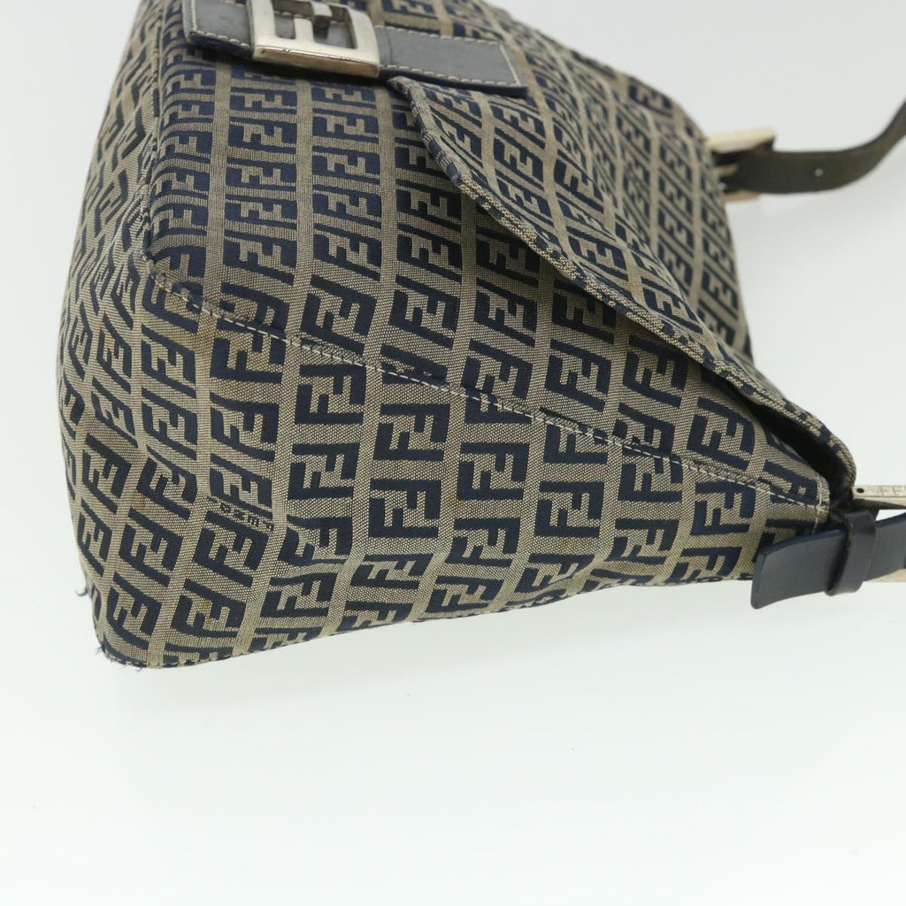 FENDI Zucchino Canvas Mamma Baguette Bag Navy 2305 26325 018ep1886