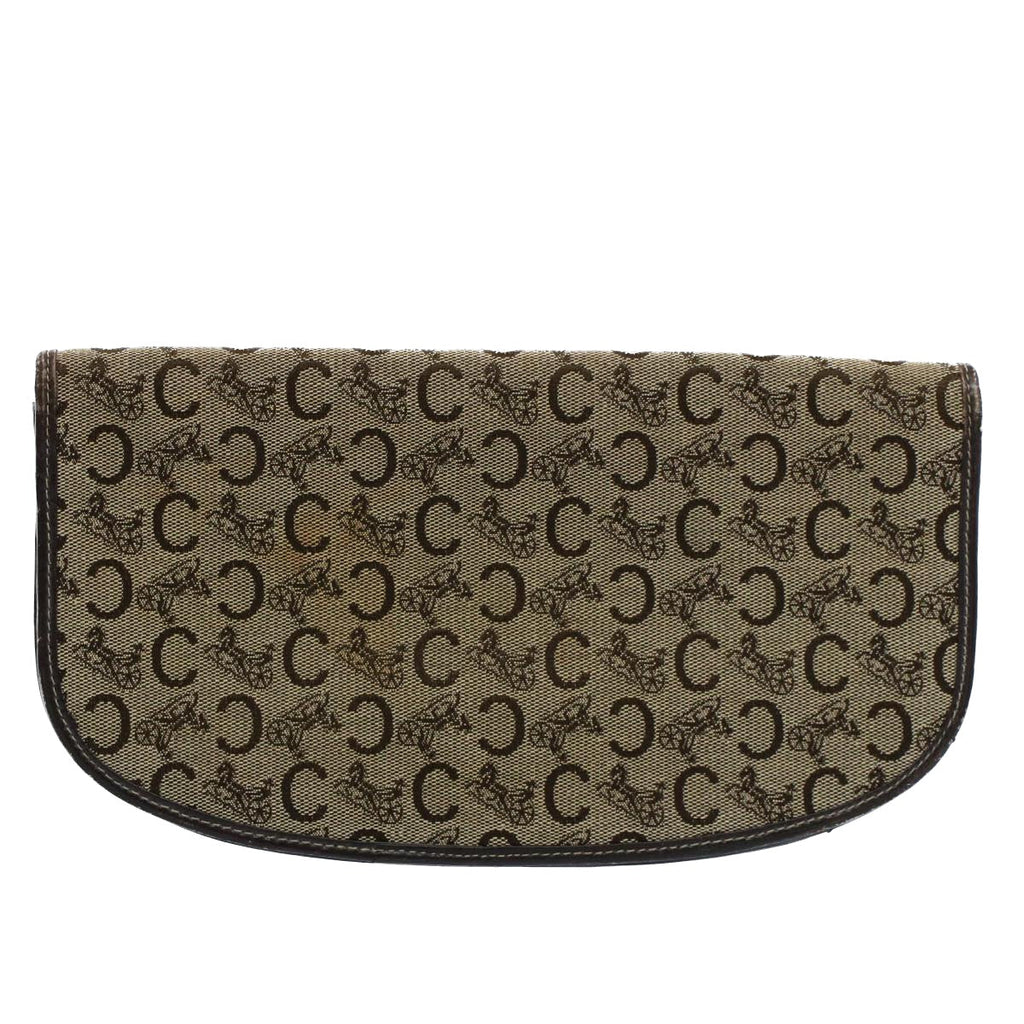CELINE C Macadam Canvas Clutch Bag Brown Auth ep1888