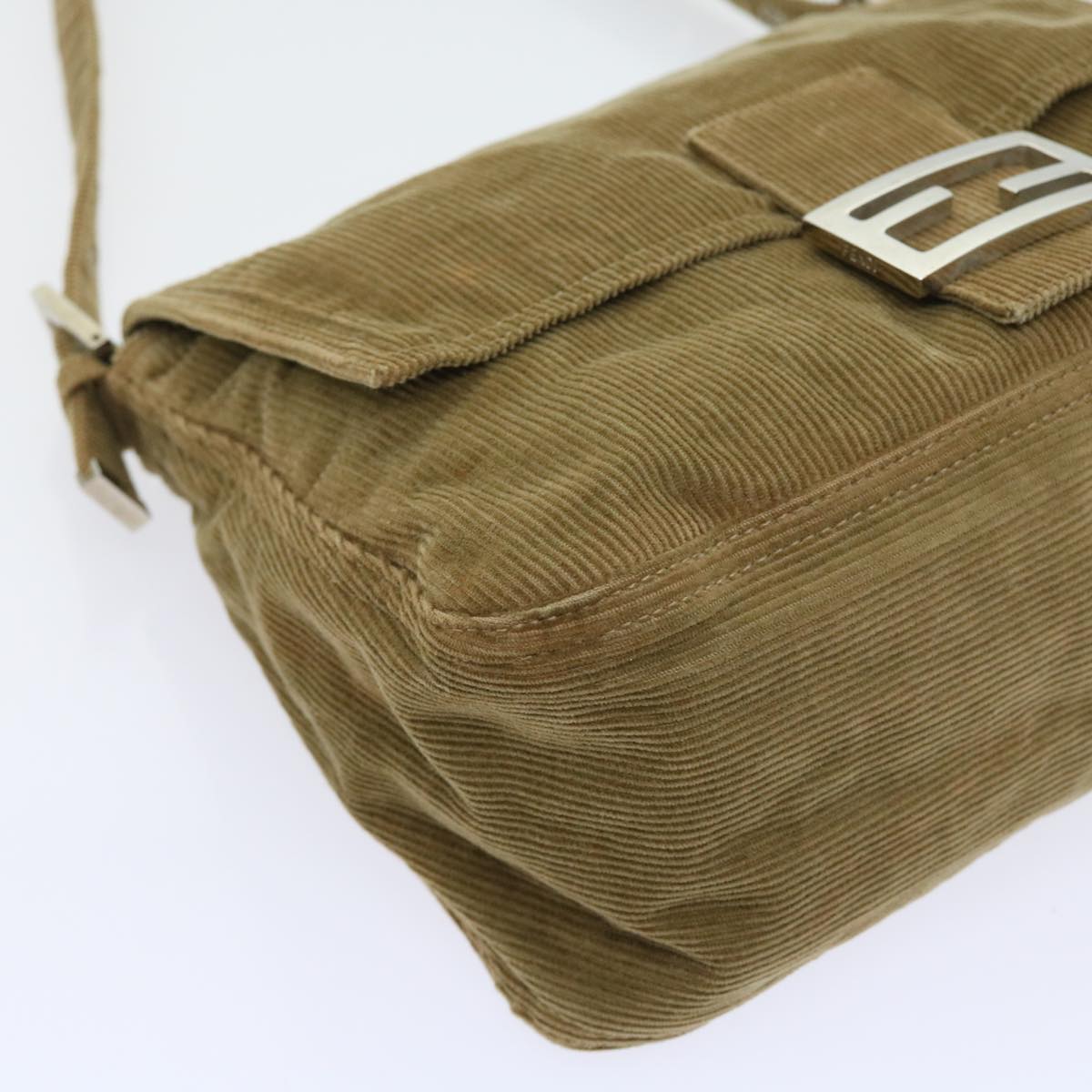 FENDI Mamma Baguette Shoulder Bag Corduroy Brown 21126325 009ep1916