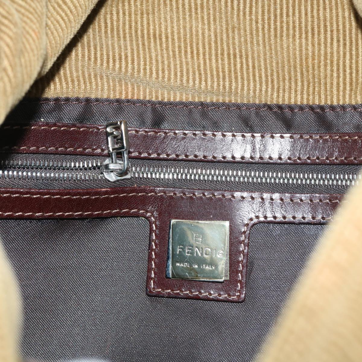 FENDI Mamma Baguette Shoulder Bag Corduroy Brown 21126325 009ep1916