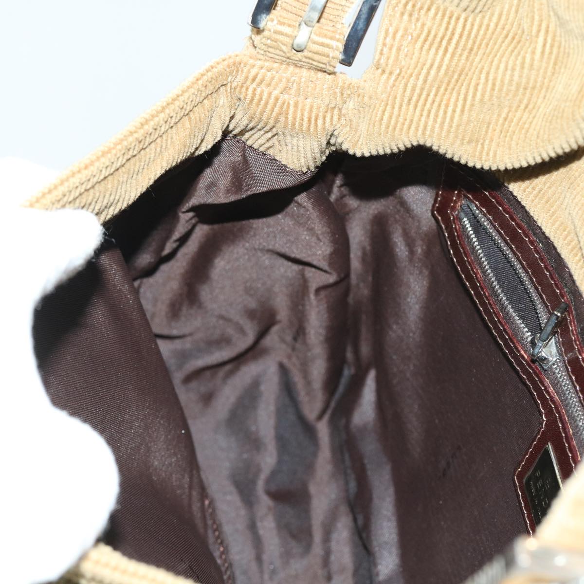 FENDI Mamma Baguette Shoulder Bag Corduroy Brown 21126325 009ep1916