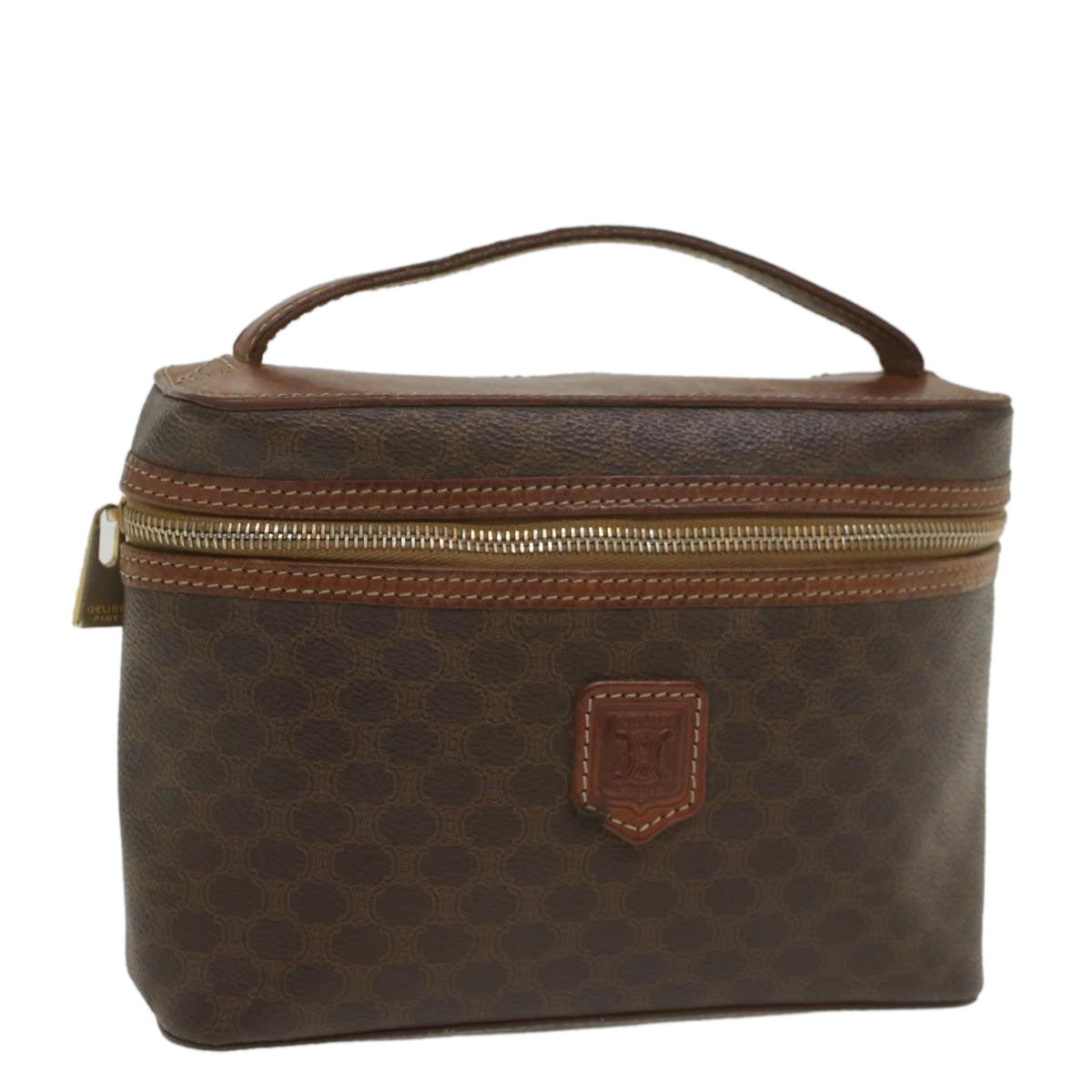 CELINE Macadam Canvas Hand Bag PVC Leather Brown  ep1954