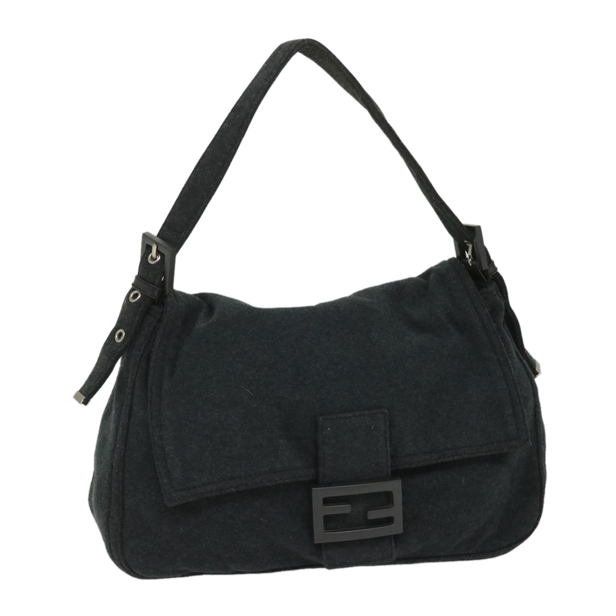 FENDI Mamma Baguette Shoulder Bag Cotton Gray 2305 26325 008ep2054