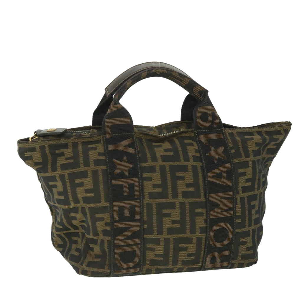 FENDI Zucca Canvas Hand Bag Black Brownep2059