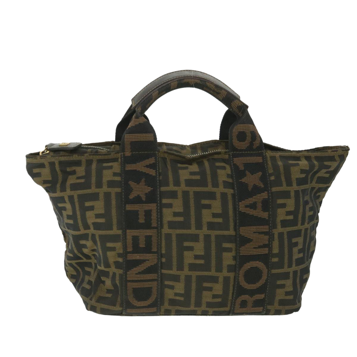 FENDI Zucca Canvas Hand Bag Black Brownep2059