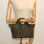 FENDI Zucca Canvas Hand Bag Black Brownep2059