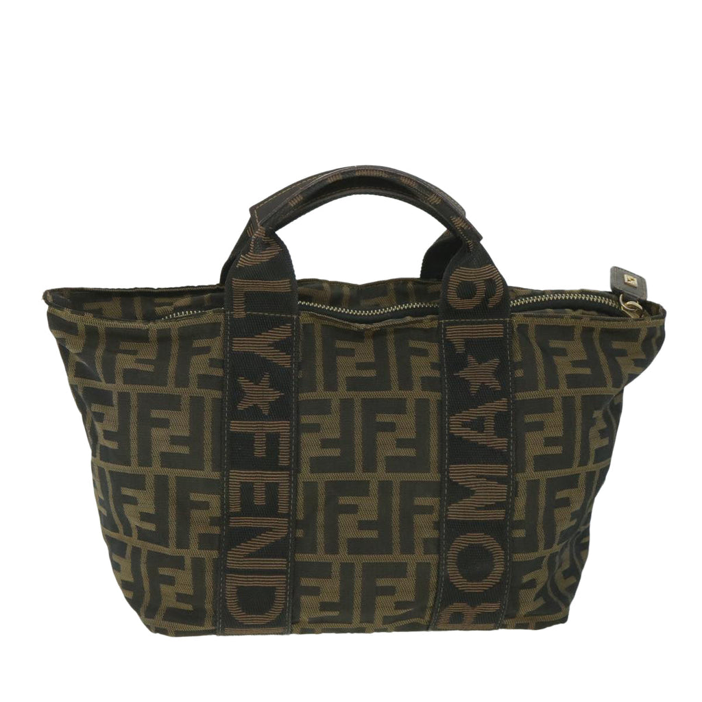 FENDI Zucca Canvas Hand Bag Black Brownep2059
