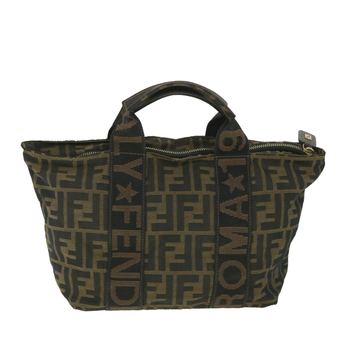 FENDI Zucca Canvas Hand Bag Black Brownep2059