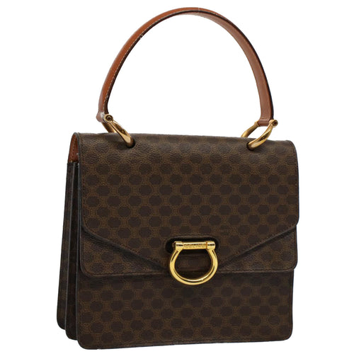 CELINE Macadam Canvas Hand Bag PVC Leather Brown  ep2213