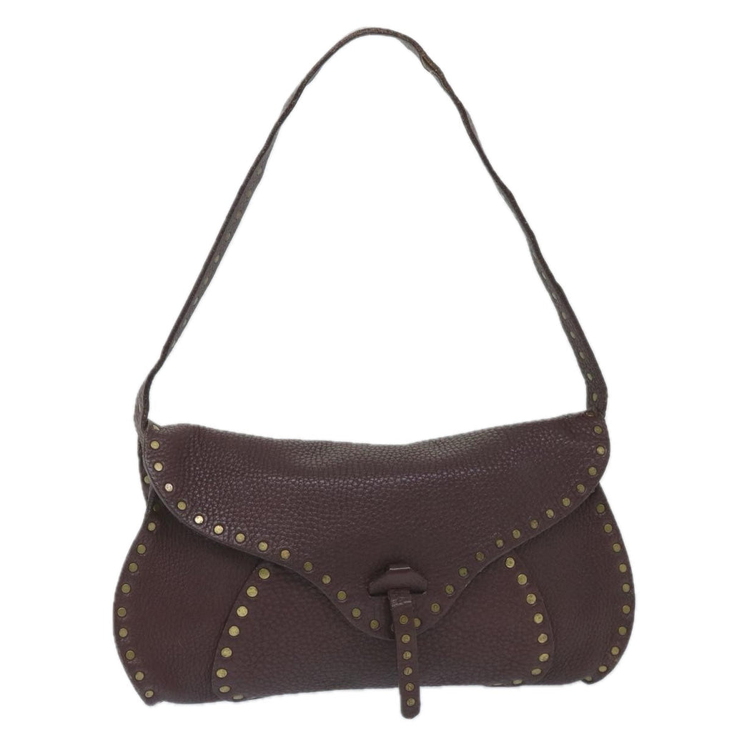 CELINE Shoulder Bag Leather Wine Red  ep2215